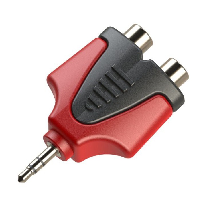 Redukcja przejściówka wtyku 1 x 3.5mm stereo do 2 x RCA żeńska Roxtone