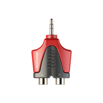 Redukcja przejściówka wtyku 1 x 3.5mm stereo do 2 x RCA żeńska Roxtone