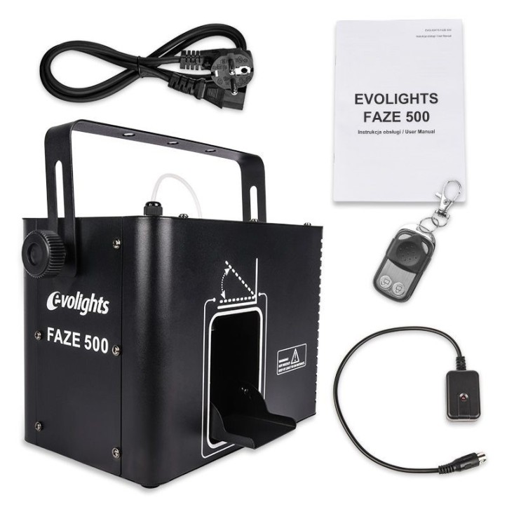 EVOLIGHTS FAZE 500 wytwornica mgły hazer pilot + Baniak Płynu 5l