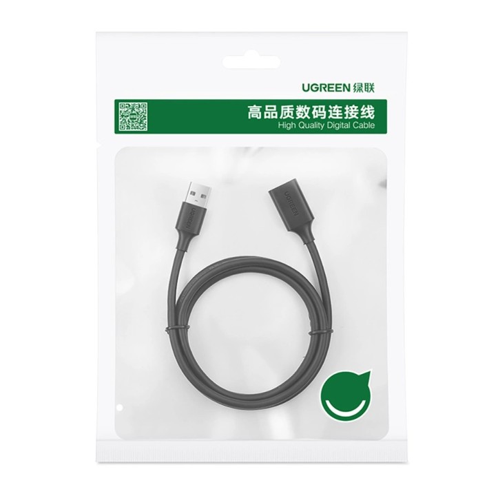Ugreen kabel przewód USB 2.0 (męski) - USB 2.0 (damski) czarny