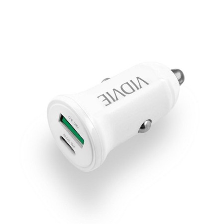 Ładowarka samochodowa VIDVIE CC532 1xUSB + 1xType C 30W biały