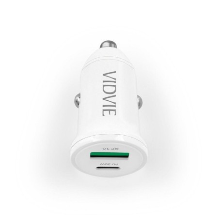 Ładowarka samochodowa VIDVIE CC532 1xUSB + 1xType C 30W biały