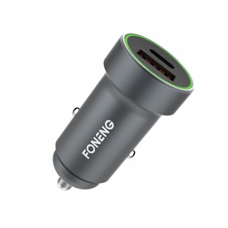 Ładowarka samochodowa FONENG C16 1xUSB + 1xType C 18W PD, QC 3.0 szary