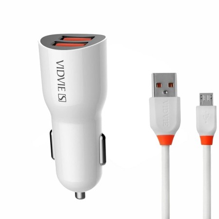 Ładowarka samochodowa VIDVIE S-CC02 2xUSB + kabel Micro 2.4A biały