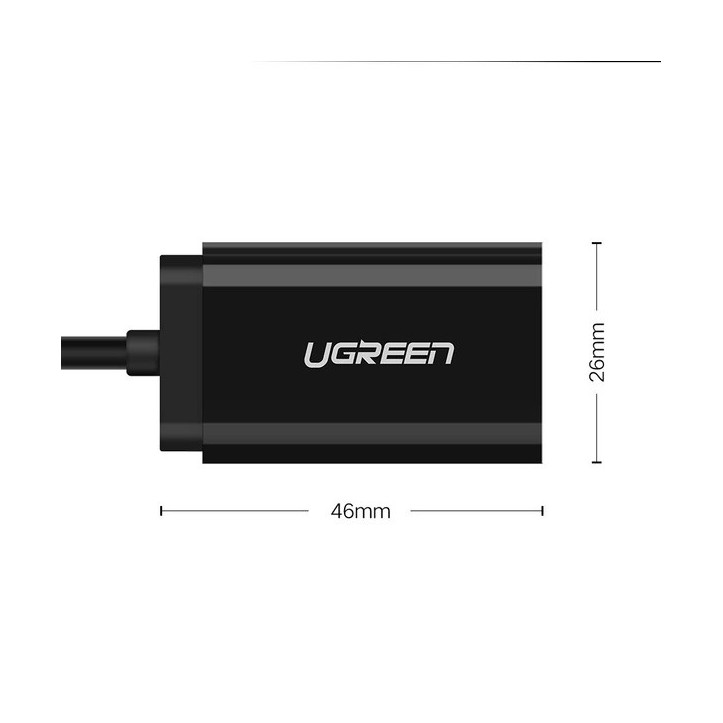 Ugreen zewnętrzna karta dźwiękowa muzyczna adapter USB - 3,5 mm mini jack 15cm czarny