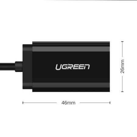 Ugreen zewnętrzna karta dźwiękowa muzyczna adapter USB - 3,5 mm mini jack 15cm czarny