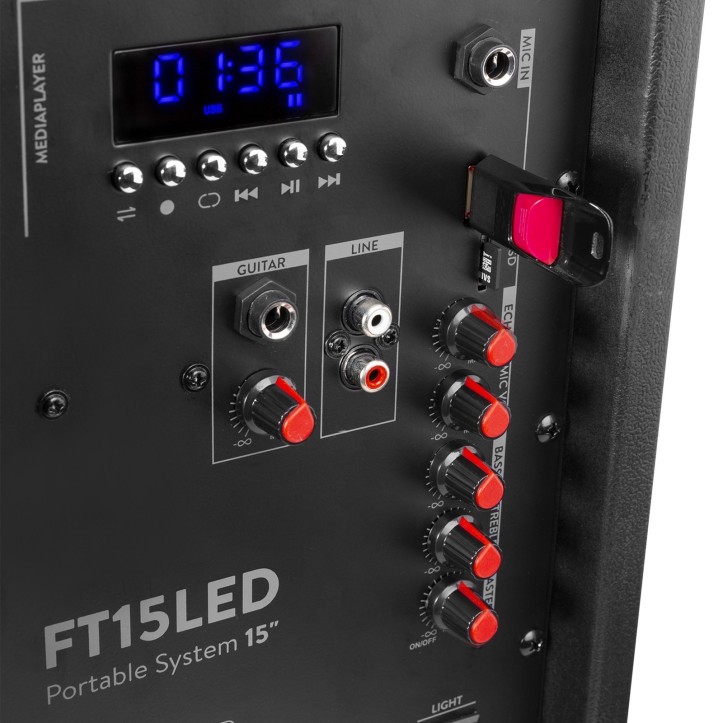 Kolumna Bluetooth FT15 LED z USB z mikrofonem bezprzewodowym i akumulatorem