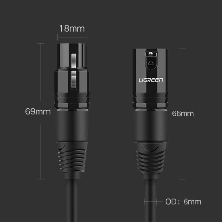 Kabel Ugreen audio XLR (żeński) - XLR (męski)