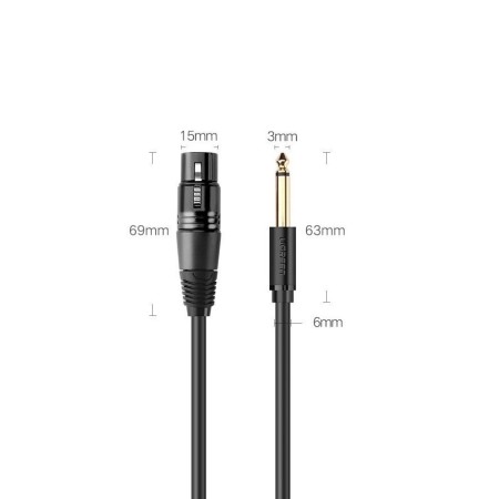 Ugreen kabel audio przewód do mikrofonu XLR (żeński) - 6,35 mm jack (męski)
