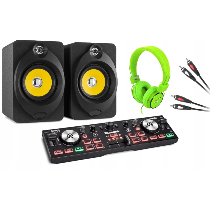 Numark DJ2GO z Monitorami + Słuchawki Zestaw DJ a