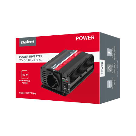 Przetwornica REBEL 12V/230V 150W (gn. typu F :niemieckie)