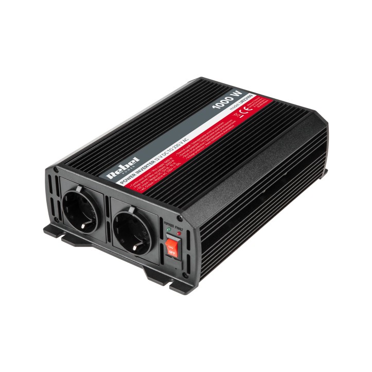 Przetwornica REBEL 12V/230V 1000W (2x gn. typu F:niemieckie)