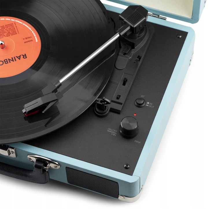 Gramofon Audizio RP116 Bluetooth Głośniki AUX in Miętowy Gramofon w Walizce