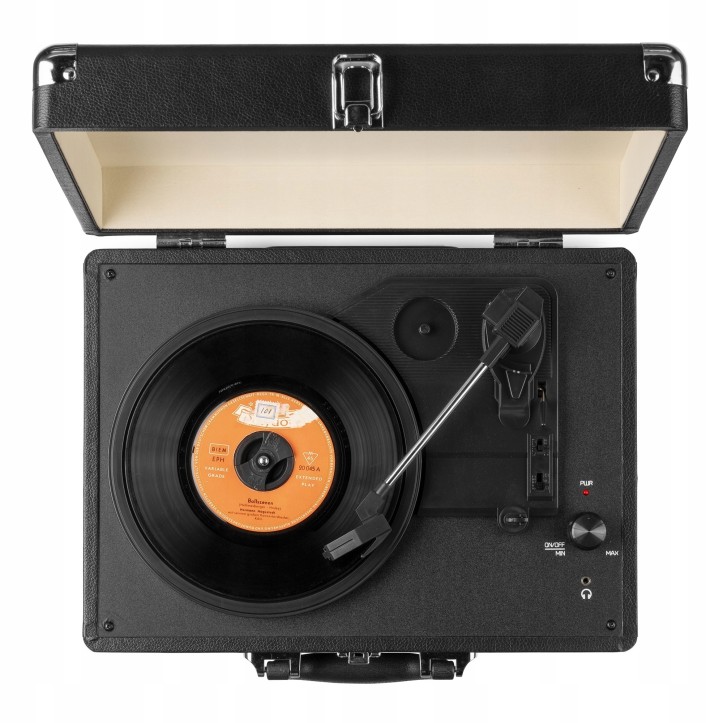 Gramofon Audizio RP114 w Walizce Głośniki AUX in Czarny Gramofon w Walizce