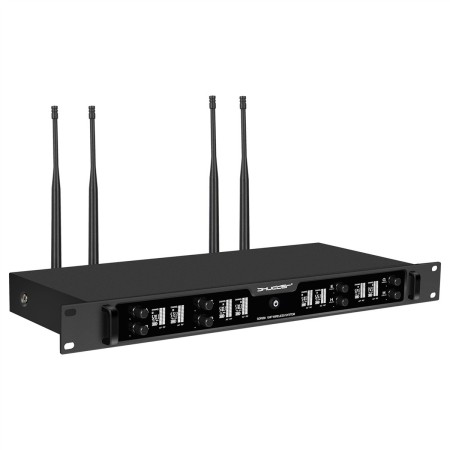 Zestaw Mikrofonów bezprzewodowych Shudder SDR2804 8 mikrofonów z mikroportami bodypack nagłowny + klip krawatowy 128 kanałów