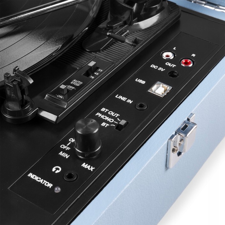 Gramofon Fenton RP118E z wbudowanymi głośnikami w Walizce Bluetooth AUX in