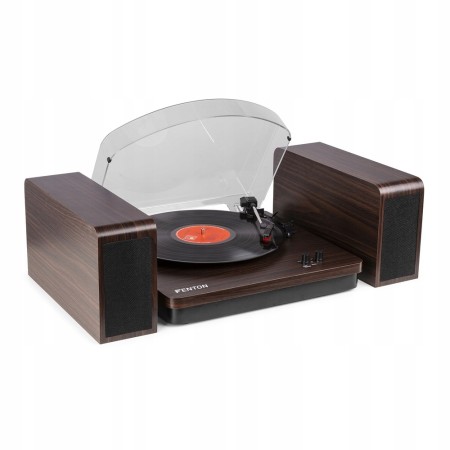 Gramofon Fenton RP168DW brązowy Gramofon z głośnikami drewnianymi Bluetooth