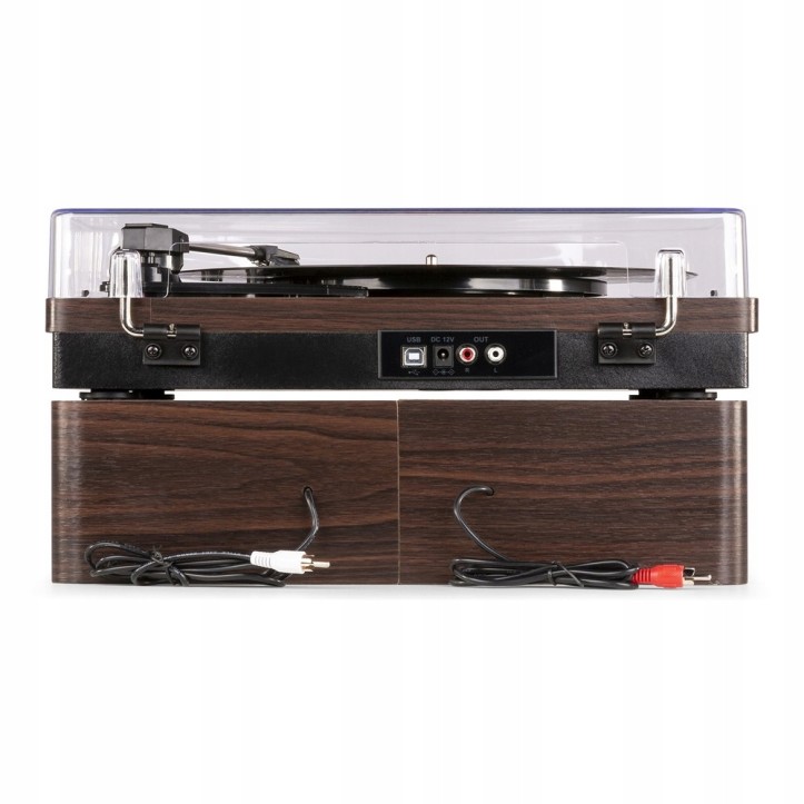 Gramofon Fenton RP168DW brązowy Gramofon z głośnikami drewnianymi Bluetooth