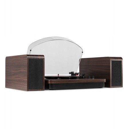 Gramofon Fenton RP168DW brązowy Gramofon z głośnikami drewnianymi Bluetooth