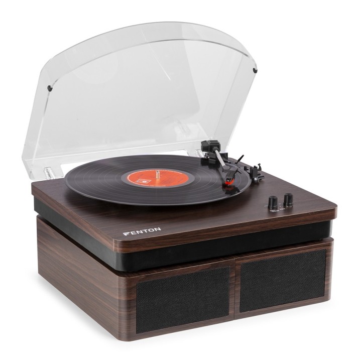 Gramofon Fenton RP168DW brązowy Gramofon z głośnikami drewnianymi Bluetooth