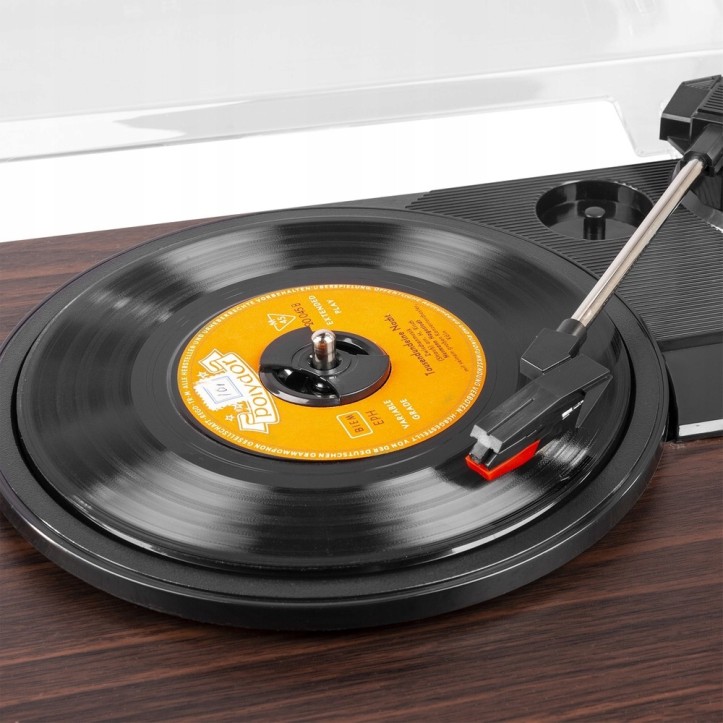 Gramofon Fenton RP168DW brązowy Gramofon z głośnikami drewnianymi Bluetooth