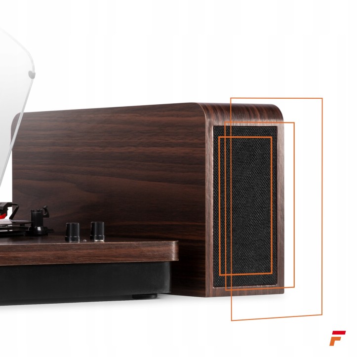 Gramofon Fenton RP168DW brązowy Gramofon z głośnikami drewnianymi Bluetooth