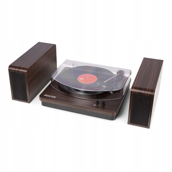 Gramofon Fenton RP168DW brązowy Gramofon z głośnikami drewnianymi Bluetooth
