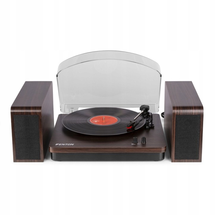 Gramofon Fenton RP168DW brązowy Gramofon z głośnikami drewnianymi Bluetooth