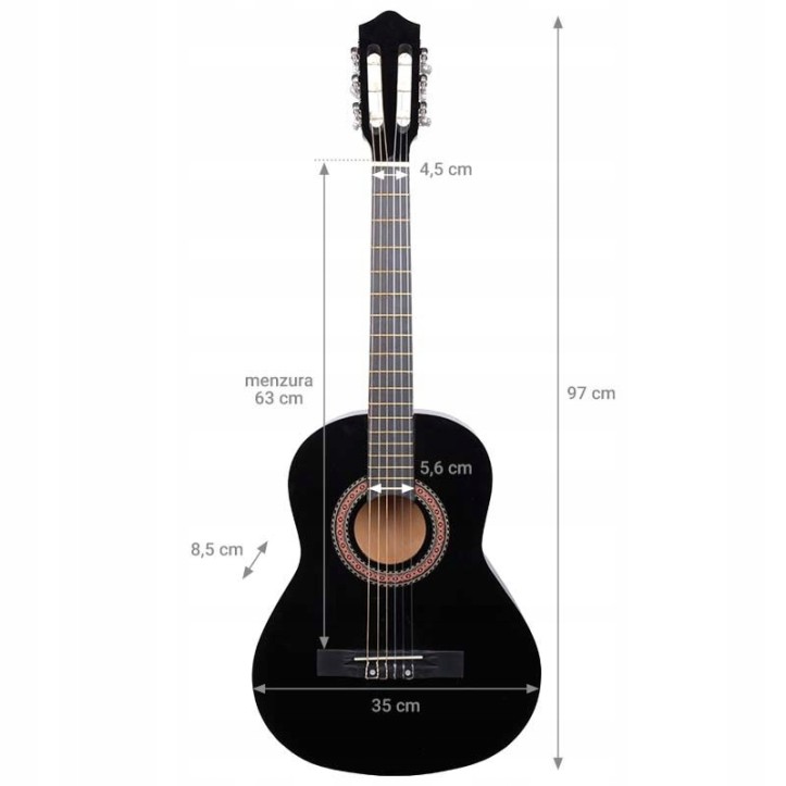 Zestaw Gitara klasyczna 4/4 + stojak Gitara do nauki pełnowymiarowa