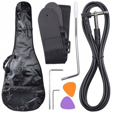 Zestaw Gitara Elektryczna z Piecykiem Gitarowym Pokrowiec + kabel + stojak