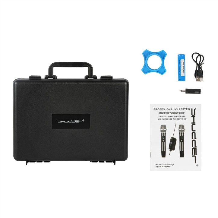 Zestaw Mikrofony bezprzewodowe SDR703 Shudder mikrofon doręczny + zestaw nagłowny z klipsem krawatowym