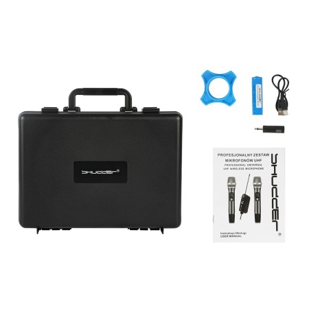 Zestaw Mikrofony bezprzewodowe SDR703 Shudder mikrofon doręczny + zestaw nagłowny z klipsem krawatowym