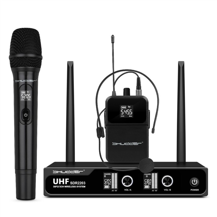 Mikrofony bezprzewodowe Shudder SDR2203 mikrofon doręczny + zestaw mikroport