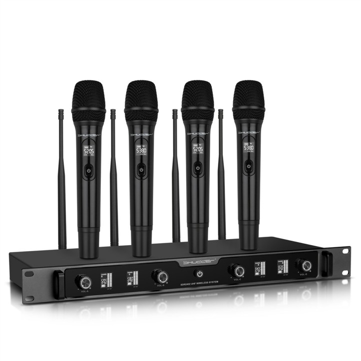 Zestaw Mikrofony bezprzewodowe Shudder SDR2402 wielokanałowy zestaw 4 mikrofony doręczne 120 kanałów