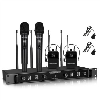 Zestaw Mikrofony bezprzewodowe Shudder SDR2403 zestaw 4 mikrofonów, 2x mikrofon + 2x mikroport bodypack 120 kanałów