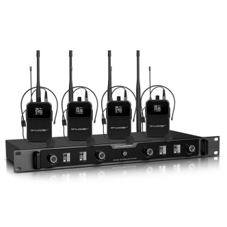 Mikrofony bezprzewodowe Shudder SDR2404 zestaw 4 mikrofony nagłowne mikroport bodypack 120 kanałów