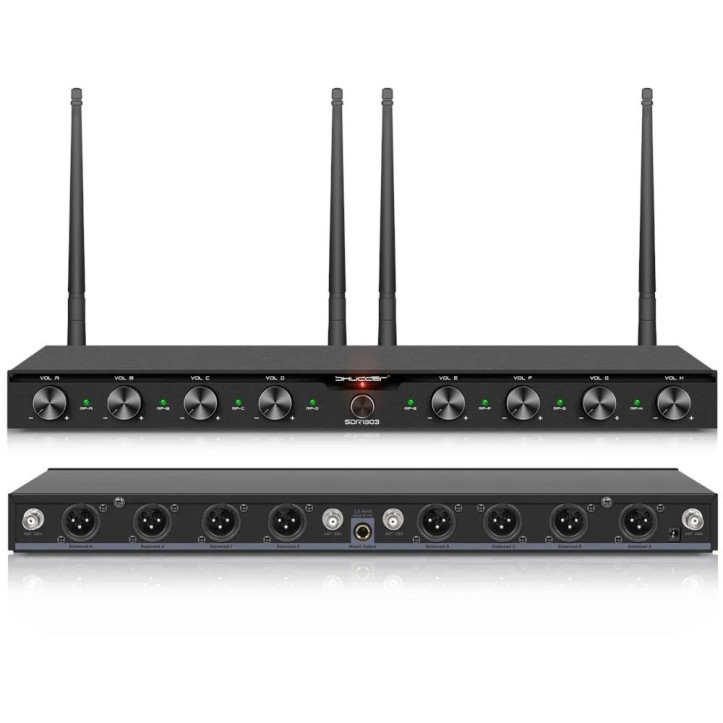 Mikrofony bezprzewodowe 8 kanałowe Shudder SDR1082 8 mikrofonów doręcznych UHF