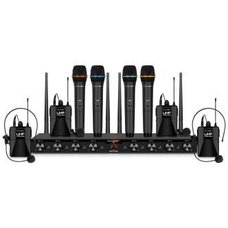 Mikrofony bezprzewodowe 8 kanałowe Shudder SDR1083 4x mikrofony doręczne i 4x bodypack z akcesoriami