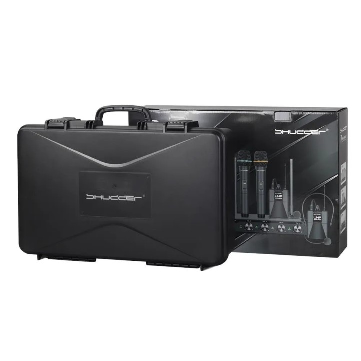 Mikrofony bezprzewodowe 8 kanałowe Shudder SDR1084 8 mikroportów typu bodypack z akcesoriami