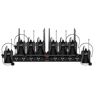 Mikrofony bezprzewodowe 8 kanałowe Shudder SDR1084 8 mikroportów typu bodypack z akcesoriami