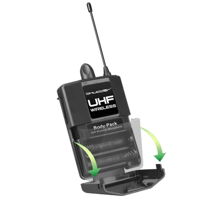 Mikrofony bezprzewodowe 8 kanałowe Shudder SDR1084 8 mikroportów typu bodypack z akcesoriami