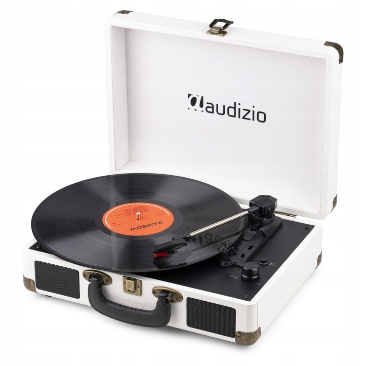 Gramofon Audizio RP116 Bluetooth Głośniki AUX in Biały Gramofon w Walizce
