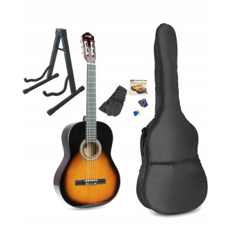 Zestaw Gitara Klasyczna MAX SOLOART + Statyw + pokrowiec i akcesoria