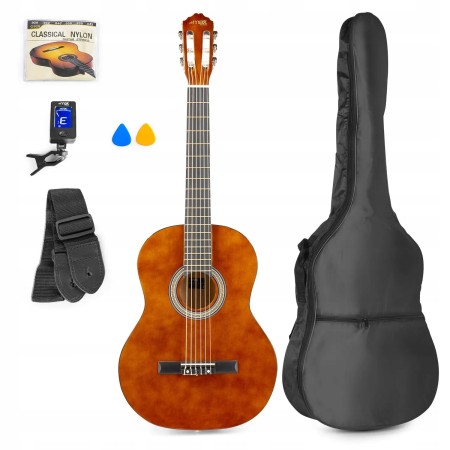 Zestaw Gitara Klasyczna MAX SOLOART + Statyw + pokrowiec i akcesoria