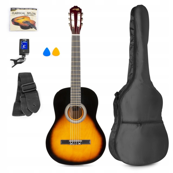 Zestaw Gitara Klasyczna MAX SOLOART + Statyw + pokrowiec i akcesoria