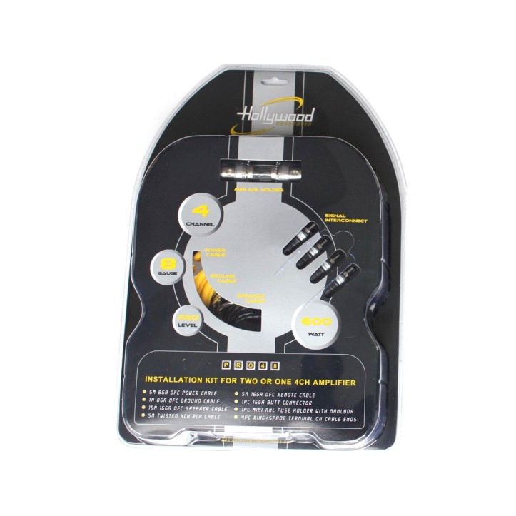 Hollywood PRO-48 - zestaw kabli OFC do samochodowego wzmacniacza