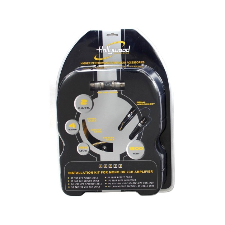 Hollywood PRO-24 - zestaw kabli OFC do samochodowego wzmacniacza