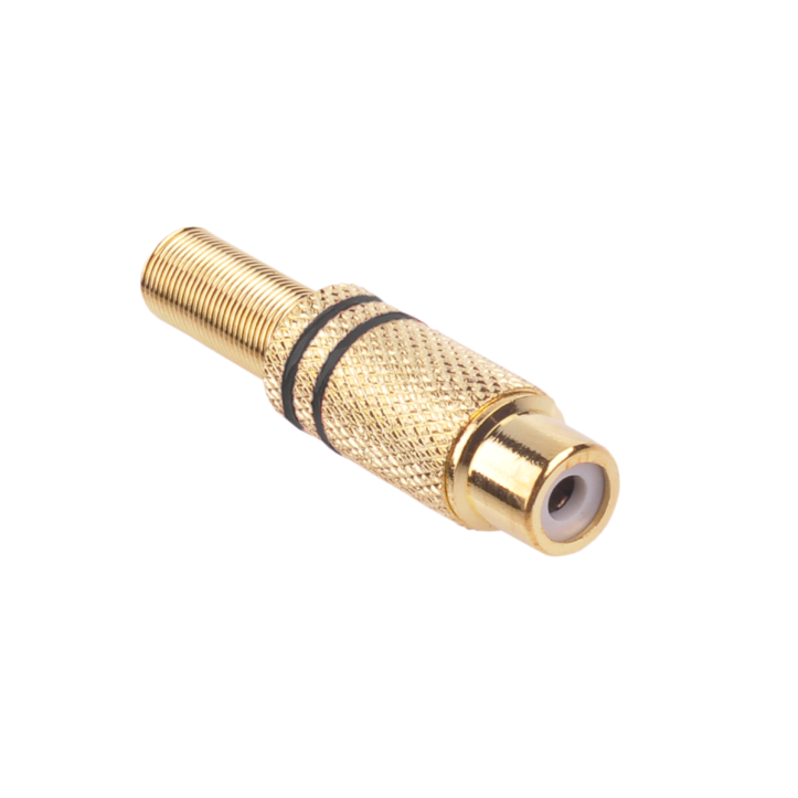 Gniazdo RCA złote 2 paski na kabel czarne