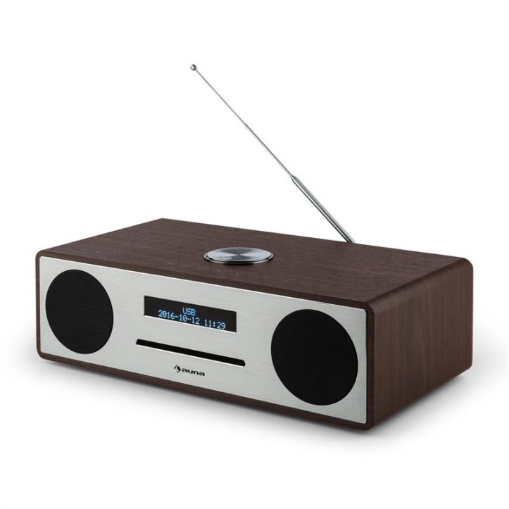 Auna Stanford Radio DAB CD DAB+ Bluetoth USB MP3 AUX UKF orzech