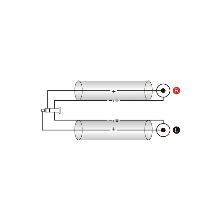 Kabel 2x RCA - Jack 3,5mm stereo 1m